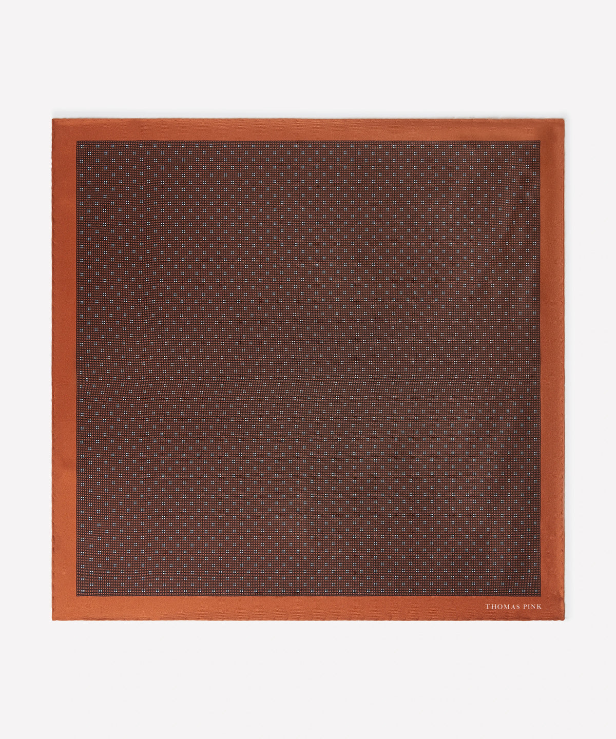 Deep Orange & White Four Dot Floral Motif Pocket Square