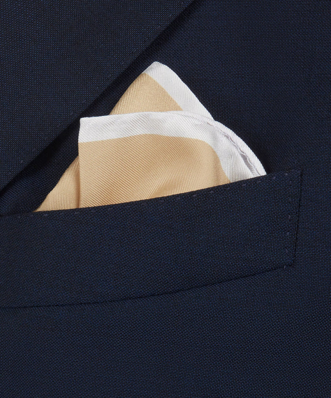 Deep Yellow & Neutral Silk Twill Woven Pocket Square