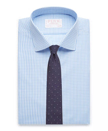 Pale Blue & White Slim Fit Double Cuff Core Poplin Gingham Formal Shirt