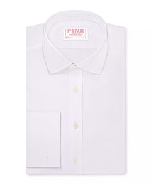 White Slim Fit Double Cuff Poplin Formal Shirt
