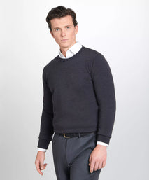 Grey Merino Wool Crew Neck Sweater
