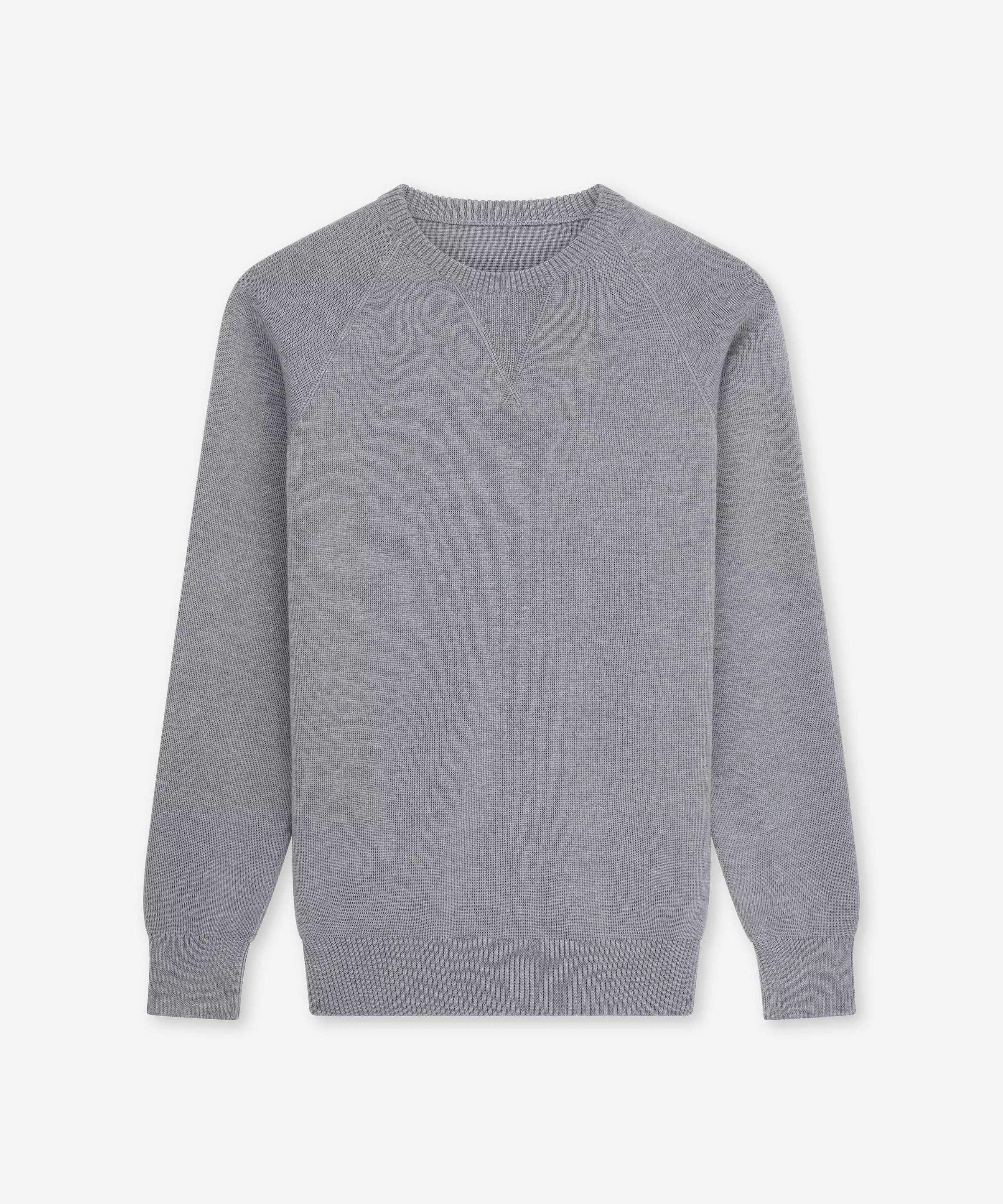 Grey Knitted Crew Neck Sweatshirt