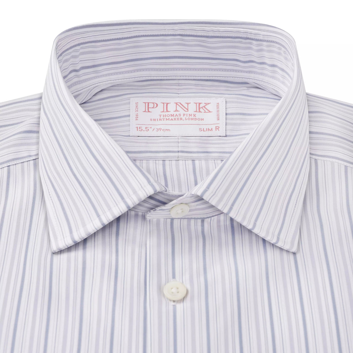 Pale Grey & Blue Slim Fit Supraluxe Multi Stripe Formal Shirt