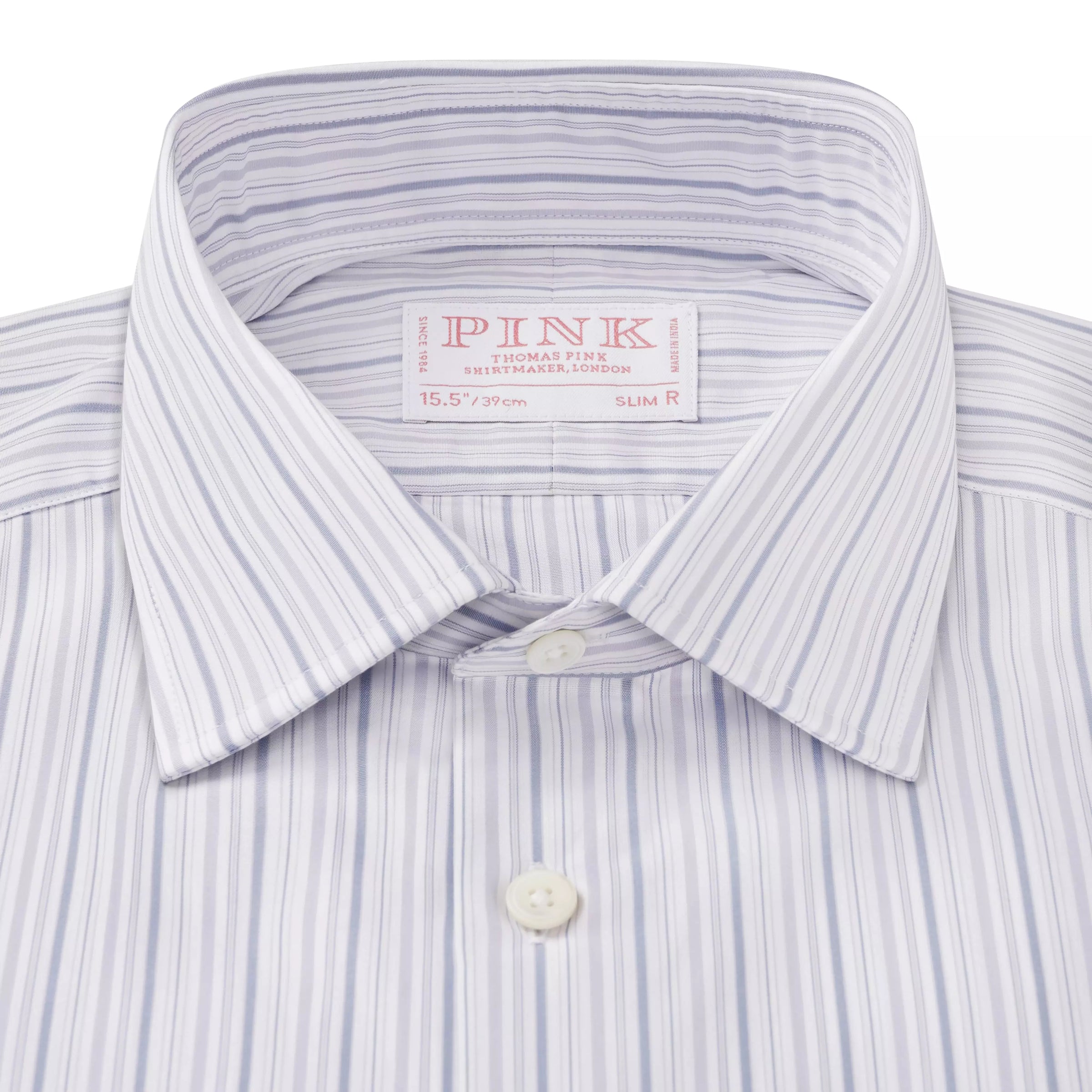 Pale Grey & Blue Slim Fit Supraluxe Multi Stripe Formal Shirt