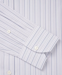 Pale Grey & Blue Slim Fit Supraluxe Multi Stripe Formal Shirt