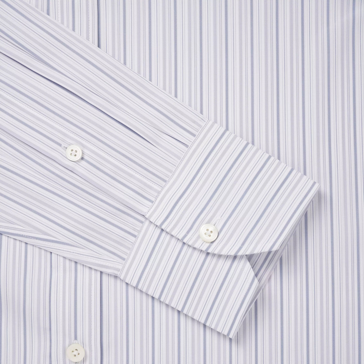 Pale Grey & Blue Slim Fit Supraluxe Multi Stripe Formal Shirt