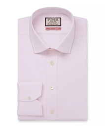 Pale Pink Slim Fit Formal Fine Herringbone Shirt