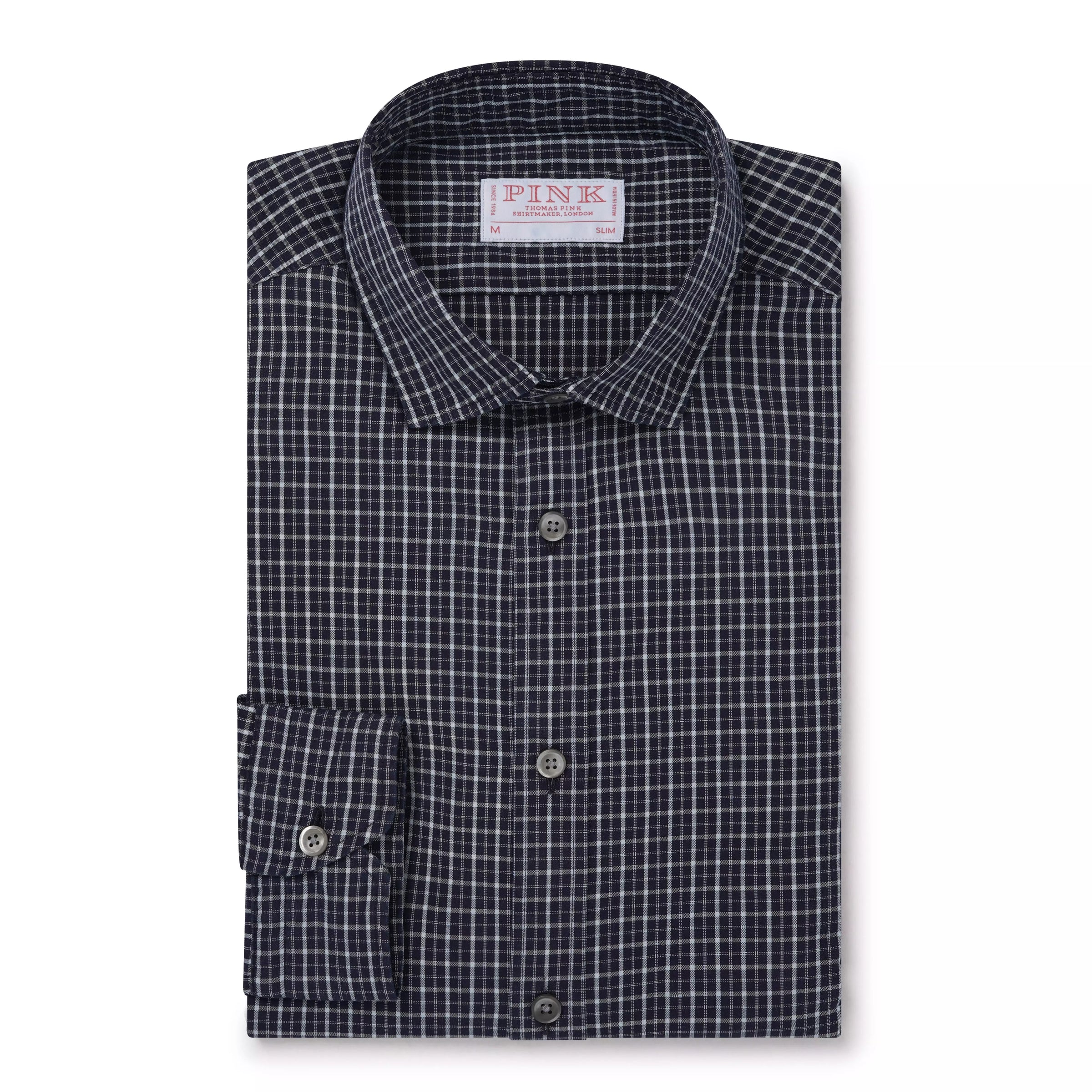Navy Blue Slim Fit Smart Casual Indigo Check Shirt