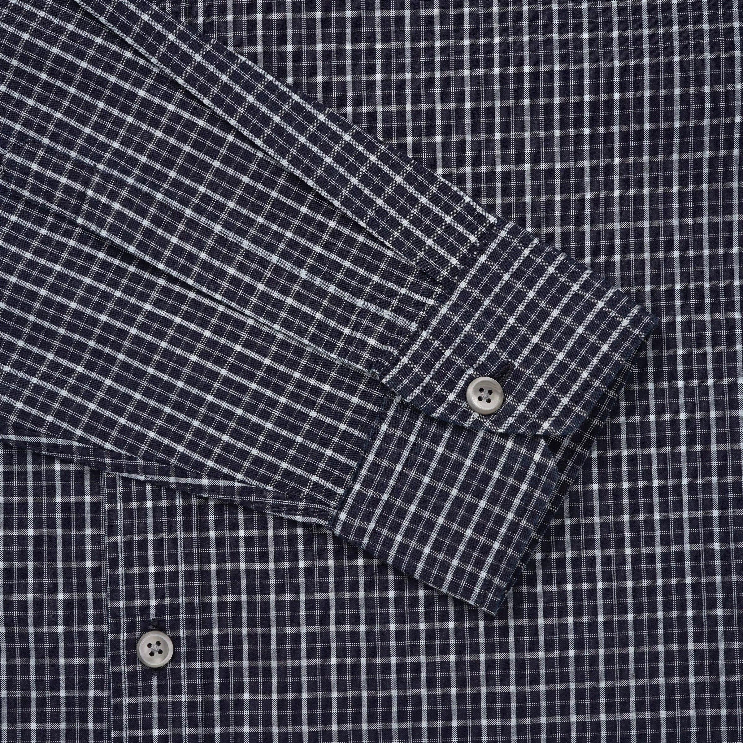 Navy Blue Slim Fit Smart Casual Indigo Check Shirt