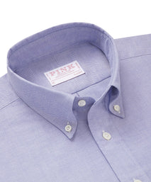Blue Classic Fit Smart Casual Button Down Open Weave Oxford Shirt
