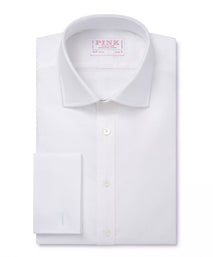 White Slim Fit Double Cuff Cotton Oxford Formal Shirt