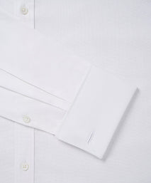 White Slim Fit Double Cuff Cotton Oxford Formal Shirt